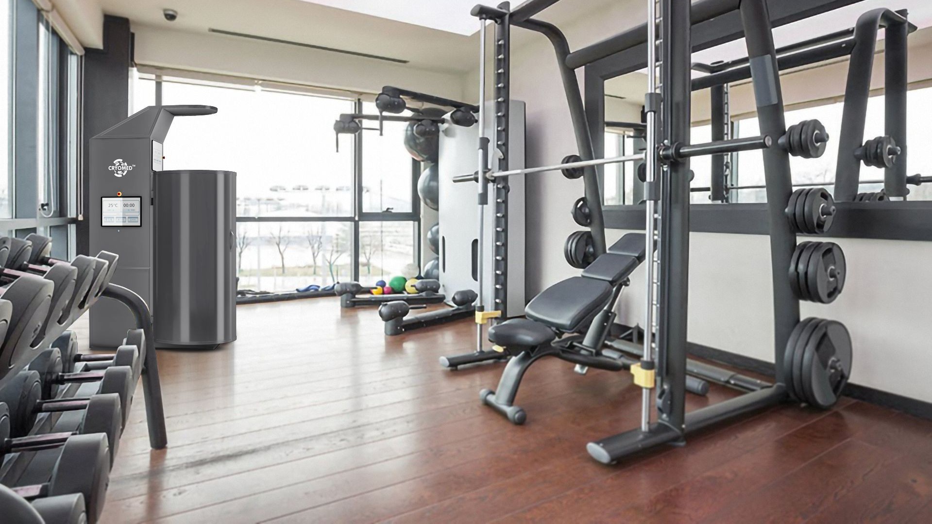 Professional CryoMe Pro cryosauna in a fitness club for athletic recovery.