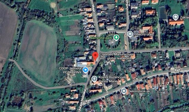 Map showing CryoMe office in Hul, Slovakia